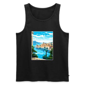 Dubrovnik Kroatien Vintage Reiseposter Souvenir - Männer Premium Bio Tank Top - Schwarz - Vorne - Michal (187cm)