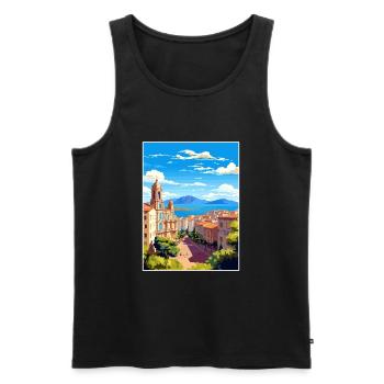 Malaga Espagne Vintage voyage affiche WPA Souvenir - Débardeur bio Premium Homme - noir - Devant - Michal (187cm)