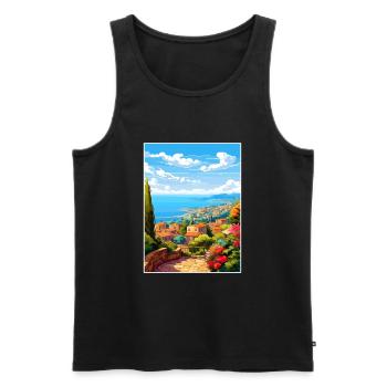 Cote D Azur Frankreich Vintage Reiseposter Souvenir - Männer Premium Bio Tank Top - Schwarz - Vorne - AI Model Male 178 light (178cm)