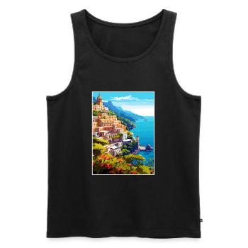 Amalfi Italie Décoration Vintage Voyage Affiche WPA - Débardeur bio Premium Homme - noir - Devant - Michal (187cm)