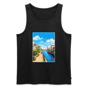 Aveiro Portugal Vintage voyage affiche WPA Souvenir - Débardeur bio Premium Homme - noir - Devant - AI Model Male 178 light (178cm)