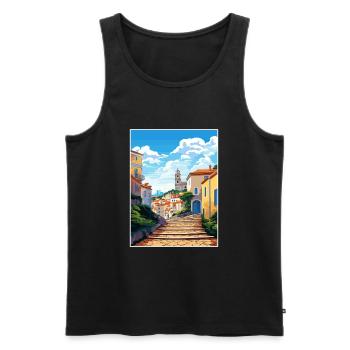 Sintra Portugal Vintage voyage affiche WPA Souvenir - Débardeur bio Premium Homme - noir - Devant - Michal (187cm)