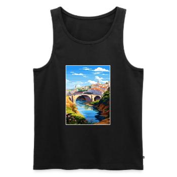 Tomar Portugal Vintage voyage affiche WPA Souvenir - Débardeur bio Premium Homme - noir - Devant - Michal (187cm)