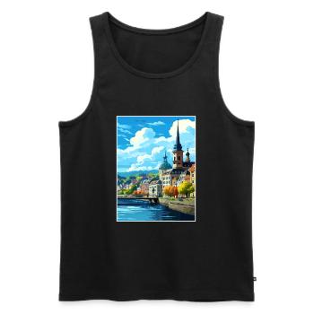 Koblenz Decoration Germany Vintage Travel Poster - Men's Premium Organic Tank Top - black - Front - AI Model Male 178 light (178cm)