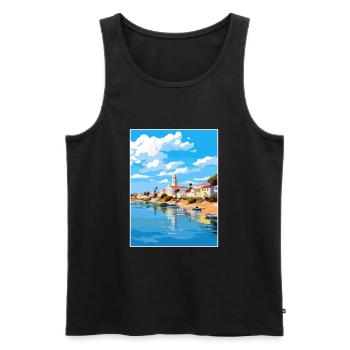 Tavira Portugal Vintage Reiseposter WPA Souvenir - Männer Premium Bio Tank Top - Schwarz - Vorne - Michal (187cm)