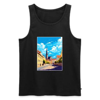 Ratisbonne Allemagne Vintage voyage affiche Souvenir - Débardeur bio Premium Homme - noir - Devant - Michal (187cm)