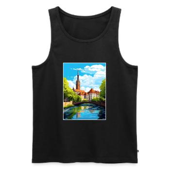 Stuttgart Allemagne Vintage voyage affiche Souvenir - Débardeur bio Premium Homme - noir - Devant - Michal (187cm)