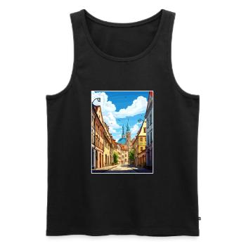 Würzburg Allemagne Vintage voyage affiche Souvenir - Débardeur bio Premium Homme - noir - Devant - Michal (187cm)