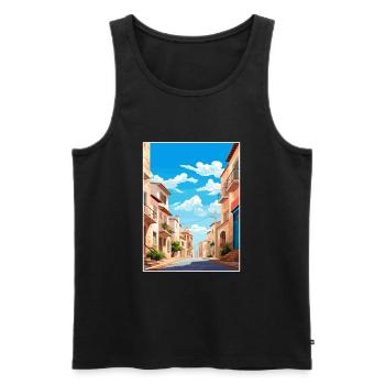 Palma Nova Spain Vintage Travel Poster Souvenir - Men's Premium Organic Tank Top - black - Front - AI Model Male 178 light (178cm)