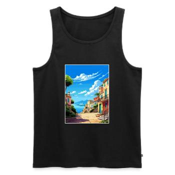 Palau Italie Vintage voyage affiche WPA Souvenir - Débardeur bio Premium Homme - noir - Devant - Michal (187cm)