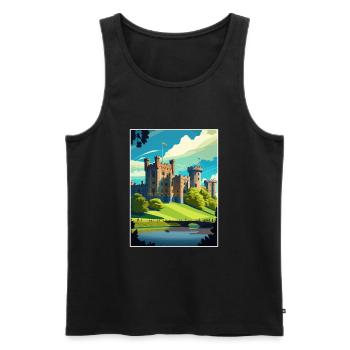 Warwick Castle Ecosse Vintage voyage affiche WPA - Débardeur bio Premium Homme - noir - Devant - AI Model Male 178 light (178cm)
