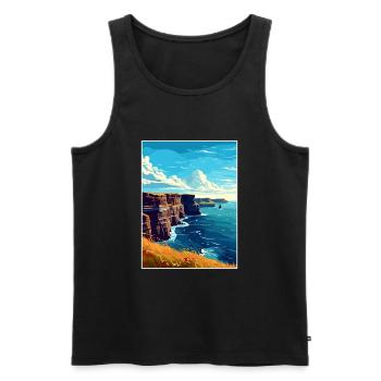 Falaises de Moher Irlande Vintage voyage affiche WPA - Débardeur bio Premium Homme - noir - Devant - Michal (187cm)
