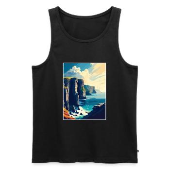 Falaises de Moher Irlande Vintage voyage affiche WPA - Débardeur bio Premium Homme - noir - Devant - Michal (187cm)