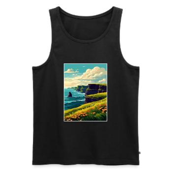 Falaises de Moher Irlande Vintage voyage affiche WPA - Débardeur bio Premium Homme - noir - Devant - Michal (187cm)