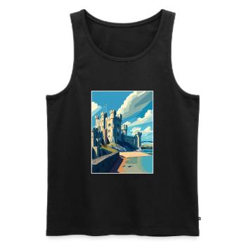 Château de Caernarfon gallois Vintage Travel Poster WPA - Débardeur bio Premium Homme - noir - Devant - AI Model Male 178 light (178cm)