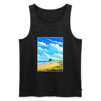 Bamburgh Castle Angleterre Vintage voyage affiche WPA - Débardeur bio Premium Homme - noir - Devant - AI Model Male 178 light (178cm)