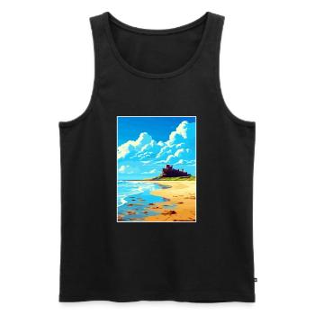 Bamburgh Castle Angleterre Vintage voyage affiche WPA - Débardeur bio Premium Homme - noir - Devant - AI Model Male 178 light (178cm)