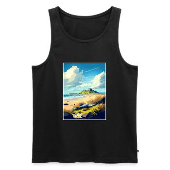 Bamburgh Castle Angleterre Vintage voyage affiche WPA - Débardeur bio Premium Homme - noir - Devant - AI Model Male 178 light (178cm)