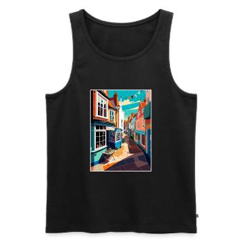 Folkestone Angleterre Kent Vintage voyage affiche WPA - Débardeur bio Premium Homme - noir - Devant - Michal (187cm)
