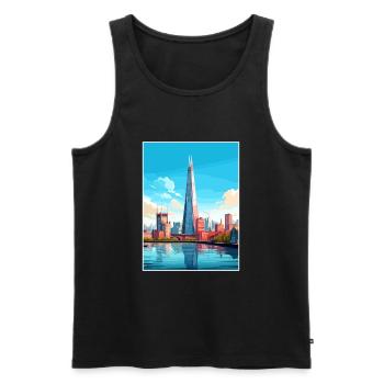 The Shard London England Vintage Travel Poster WPA - Men's Premium Organic Tank Top - black - Front - AI Model Male 178 light (178cm)