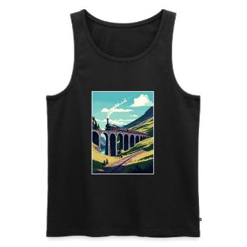 Glenfinnan Schottland Zug Vintage Reiseposter - Männer Premium Bio Tank Top - Schwarz - Vorne - Michal (187cm)