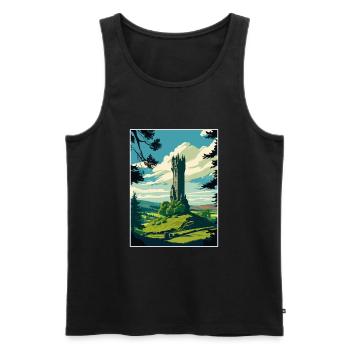 Wallace Monument Schottland Vintage Reiseposter - Männer Premium Bio Tank Top - Schwarz - Vorne - AI Model Male 178 light (178cm)