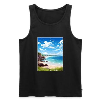 Trevaunance Cove Cornwall Vintage Reiseposter - Männer Premium Bio Tank Top - Schwarz - Vorne - AI Model Male 178 light (178cm)