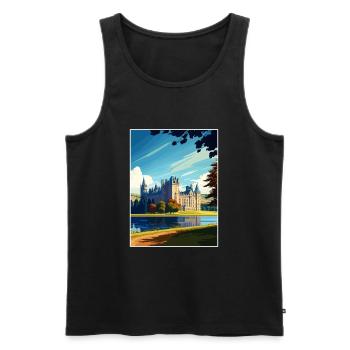 Inveraray Castle Scotland Affiche de voyage Vintage - Débardeur bio Premium Homme - noir - Devant - AI Model Male 178 light (178cm)