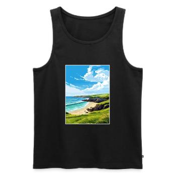 Trevaunance Cove Cornwall Vintage Reiseposter - Männer Premium Bio Tank Top - Schwarz - Vorne - AI Model Male 178 light (178cm)