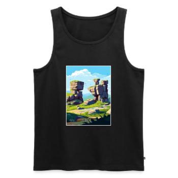 Brimham Rocks tête Angleterre Affiche de voyage Vintage - Débardeur bio Premium Homme - noir - Devant - Michal (187cm)