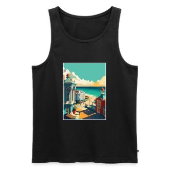 Brighton Pier Seascape Uk Vintage Travel Poster - Men's Premium Organic Tank Top - black - Front - AI Model Male 178 light (178cm)