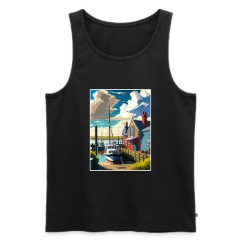 Whitstable Harbour England Vintage Reiseposter - Männer Premium Bio Tank Top - Schwarz - Vorne - Michal (187cm)
