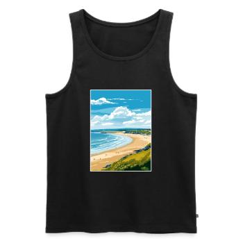 Portstewart Strand Irlande Affiche de voyage Vintage - Débardeur bio Premium Homme - noir - Devant - Michal (187cm)