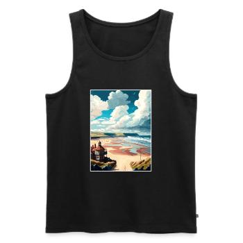 Saltburn au bord de la mer Angleterre Vintage voyage affiche - Débardeur bio Premium Homme - noir - Devant - Michal (187cm)