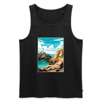 South Stack Cliffs Anglesey Vintage Reiseposter - Männer Premium Bio Tank Top - Schwarz - Vorne - Michal (187cm)