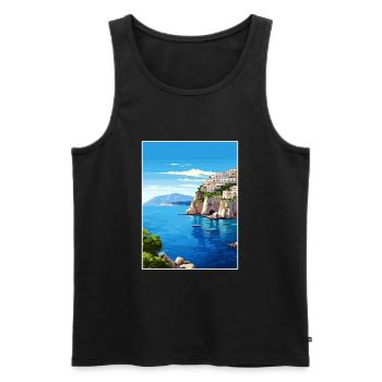 Capri Italie Décoration Vintage Voyage Affiche WPA - Débardeur bio Premium Homme - noir - Devant - Michal (187cm)