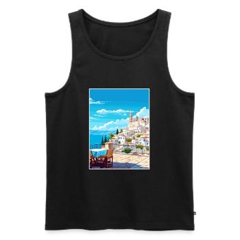 Ibiza Spanien Vintage Reiseposter WPA Souvenir - Männer Premium Bio Tank Top - Schwarz - Vorne - Michal (187cm)