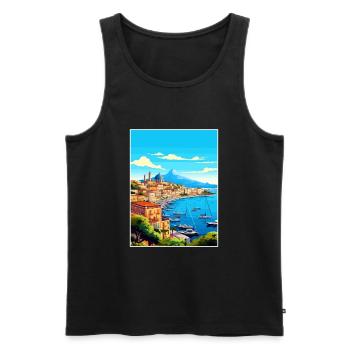 Naples Italie Décoration Vintage Voyage Affiche WPA - Débardeur bio Premium Homme - noir - Devant - Michal (187cm)
