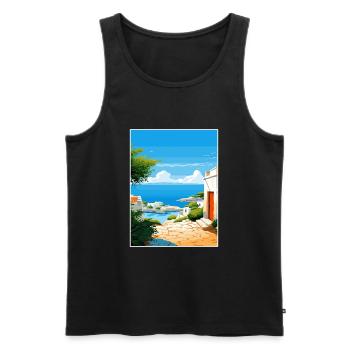 Apulien Italien Vintage Reiseposter WPA Souvenir - Männer Premium Bio Tank Top - Schwarz - Vorne - AI Model Male 178 light (178cm)