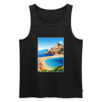 Sicile Italie Décoration Vintage Voyage Affiche WPA - Débardeur bio Premium Homme - noir - Devant - Michal (187cm)