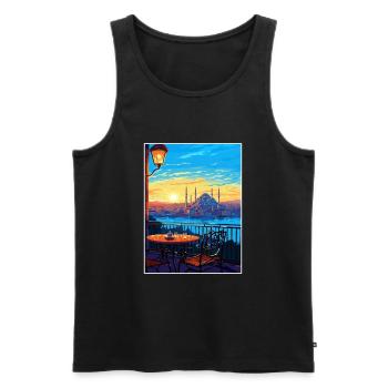 Istanbul Décoration Turquie Vintage Affiche De Voyage - Débardeur bio Premium Homme - noir - Devant - Michal (187cm)