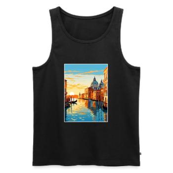 Venise Italie Décoration St Mark S Square Souvenir - Débardeur bio Premium Homme - noir - Devant - Michal (187cm)