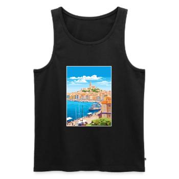 Marseillescape Frankreich Vintage Reiseposter WPA - Männer Premium Bio Tank Top - Schwarz - Vorne - Michal (187cm)