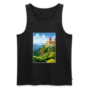 Sintra Portugal Vintage voyage affiche WPA Souvenir - Débardeur bio Premium Homme - noir - Devant - Michal (187cm)