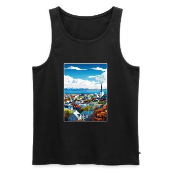 Reykjavik Iceland Vintage Travel Poster Souvenir - Men's Premium Organic Tank Top - black - Front - Michal (187cm)