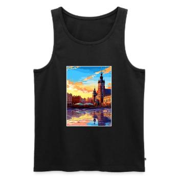 Cracovie Pologne Vintage voyage affiche WPA Souvenir - Débardeur bio Premium Homme - noir - Devant - Michal (187cm)