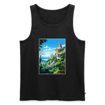 Sintra Portugal Vintage voyage affiche WPA Souvenir - Débardeur bio Premium Homme - noir - Devant - Michal (187cm)