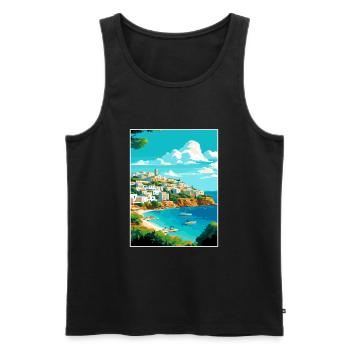 Ibiza Spanien Vintage Reiseposter WPA Souvenir - Männer Premium Bio Tank Top - Schwarz - Vorne - Michal (187cm)