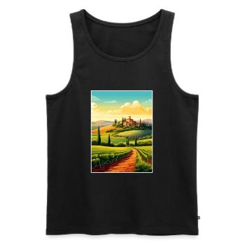 Toscane Italie Décoration Vintage Voyage Affiche WPA - Débardeur bio Premium Homme - noir - Devant - Michal (187cm)