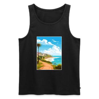 Estoril Portugal Vintage voyage affiche Souvenir - Débardeur bio Premium Homme - noir - Devant - Michal (187cm)